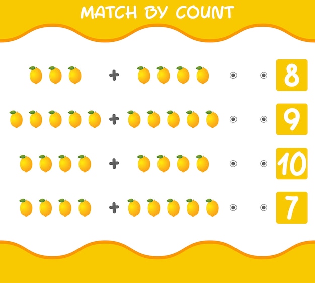 Match by count of cartoon lemons Educational game