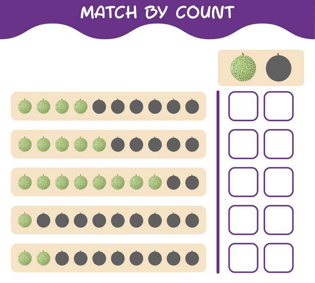 Match by count of cartoon melon. match and count game. educational game for pre shool years kids and toddlers