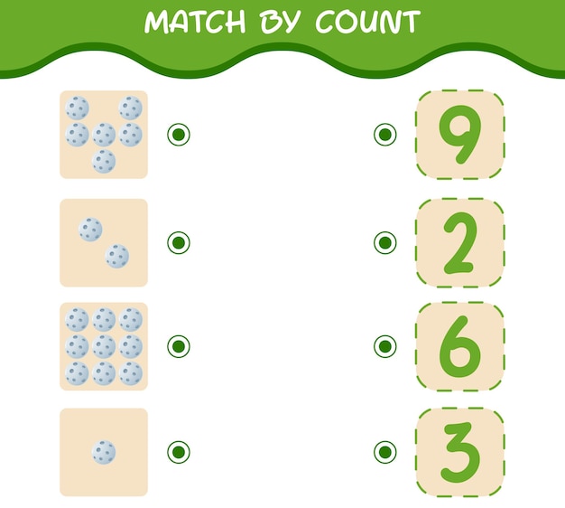 Match by count of cartoon moon. Match and count game. Educational game for pre shool years kids and toddlers