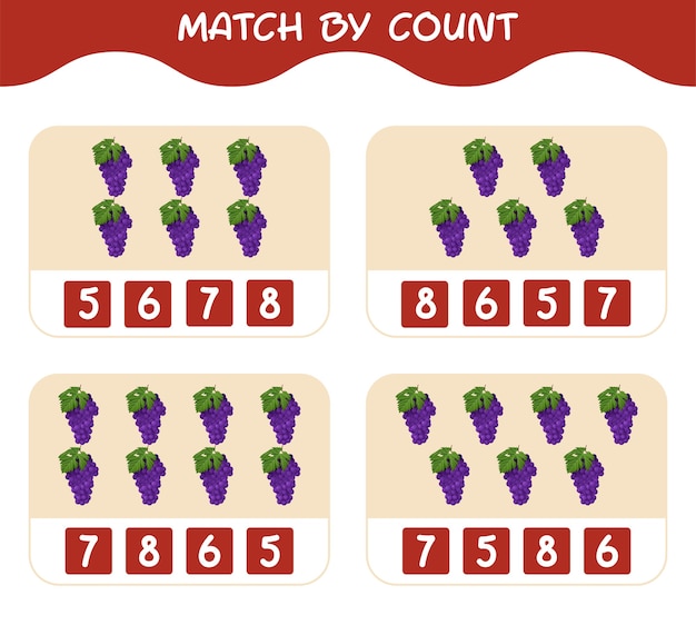 Match by count of cartoon purple grape