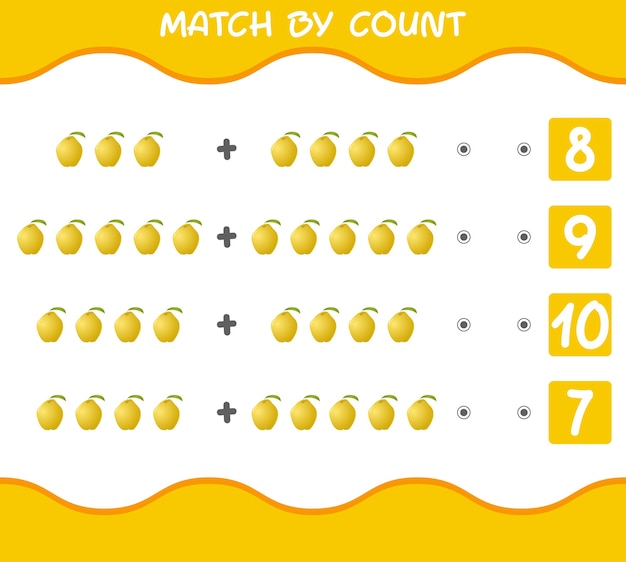 Match by count of cartoon quinces Educational game