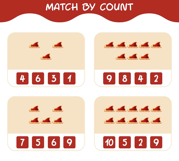 Match by count of cartoon santa sleigh. match and count game. educational game for pre shool years kids and toddlers