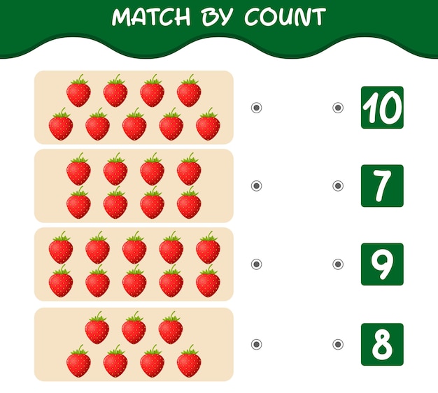 Match by count of cartoon strawberries Educational game