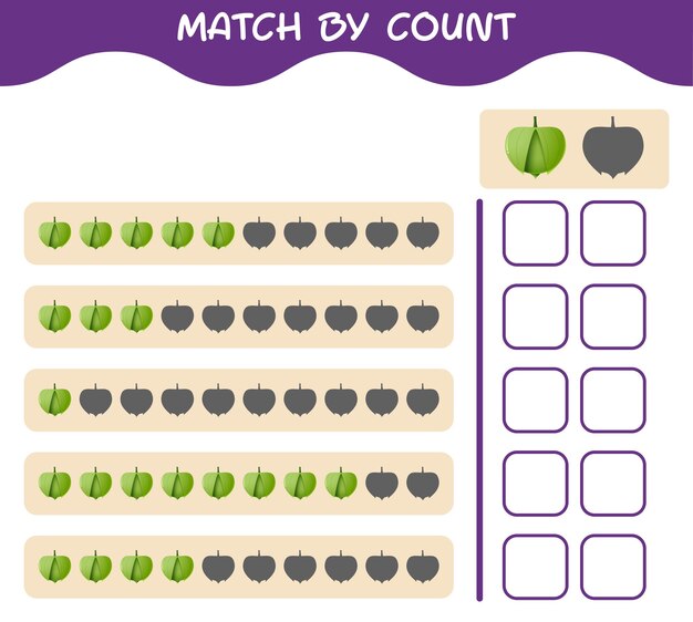 Match by count of cartoon tomatillo. match and count game. educational game for pre shool years kids and toddlers