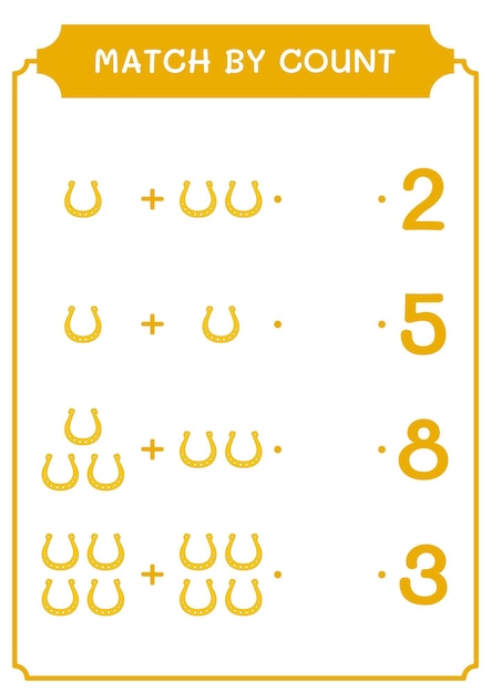 子供のための馬蹄形ゲームの数で一致ベクトルイラスト印刷可能なワークシート