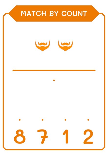 Match by count of Leprechaun beard game for children Vector illustration printable worksheet