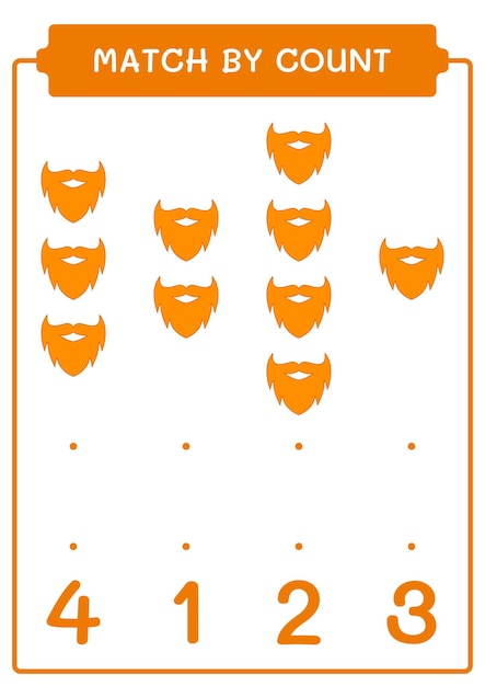 Match by count of leprechaun beard game for children vector illustration printable worksheet