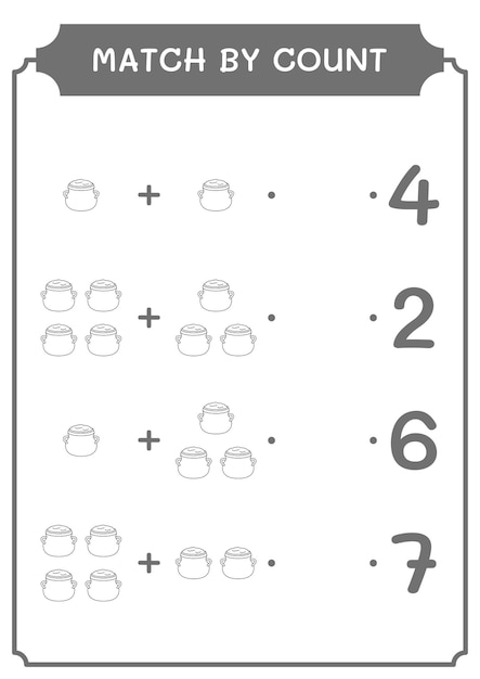어린이 벡터 일러스트 인쇄용 워크시트를 위한 가마솥 게임의 수로 일치