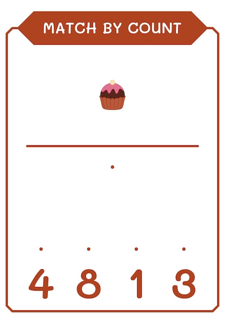 어린이 벡터 일러스트 인쇄용 워크시트를 위한 컵케이크 게임의 수로 일치