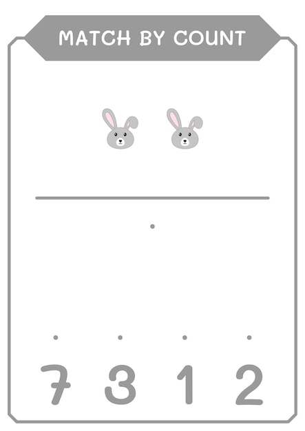 어린이 벡터 일러스트 인쇄용 워크 시트를위한 토끼 게임의 수로 일치