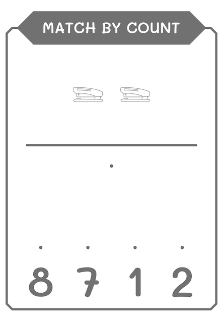 Match by count of Stapler game for children Vector illustration printable worksheet