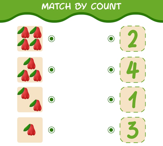 Match by count van cartoon rose appels. Match en tel het spel. Educatief spel voor kleuters en kleuters