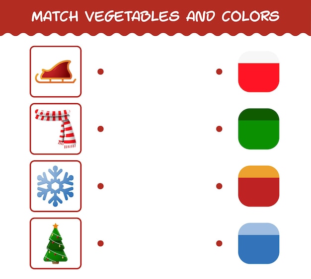 Match cartoon christmas and colors. Matching game. Educational game for pre shool years kids and toddlers