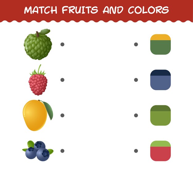 Подбирайте мультяшные фрукты и цвета. Соответствующая игра. Развивающая игра для дошкольников и малышей