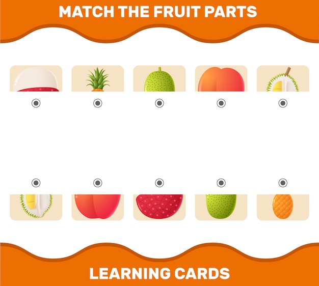 Match cartoon fruits parts. Matching game.  