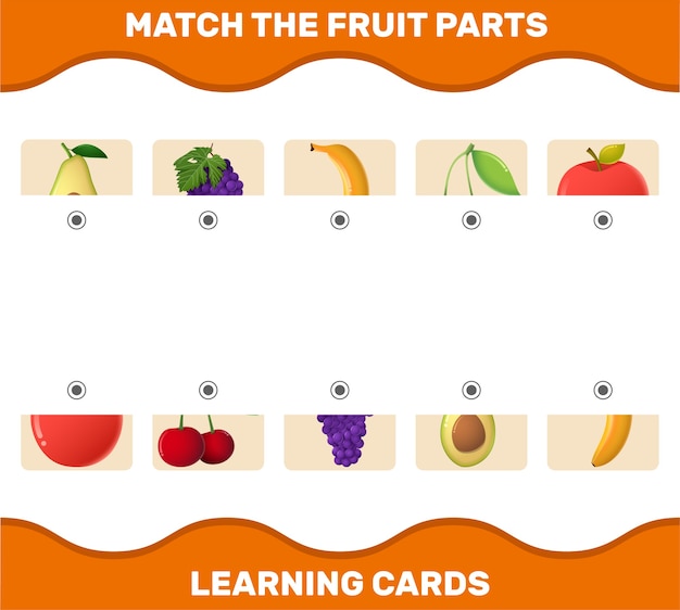 Match cartoon fruits parts