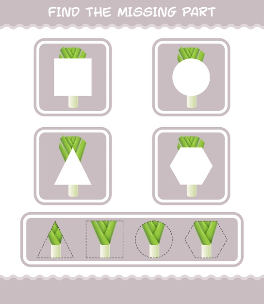 Match cartoon leek parts. Matching game. Educational game for pre shool years kids and toddlers