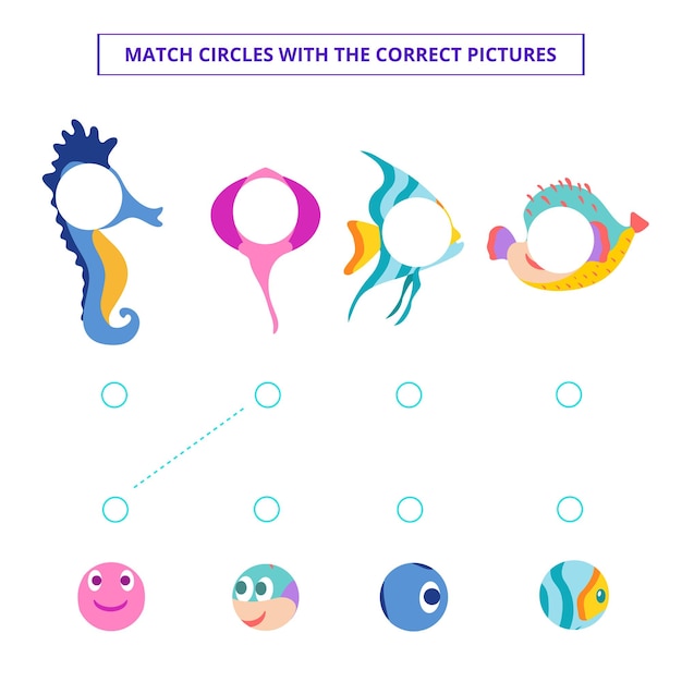 Match circles with the correct pictures Game for kids