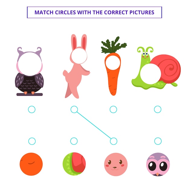 Match circles with the correct pictures game for kids