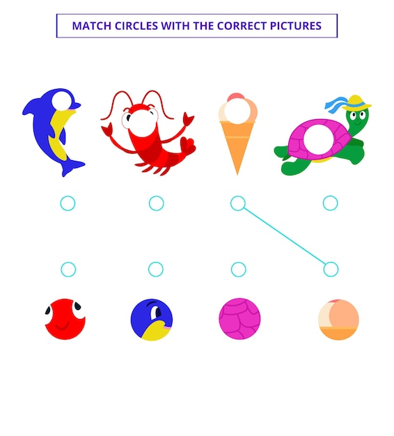 Match cirkels met de juiste afbeeldingen Spel voor kinderen