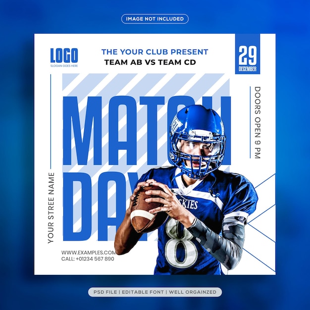 Vector match day social media story post banner template