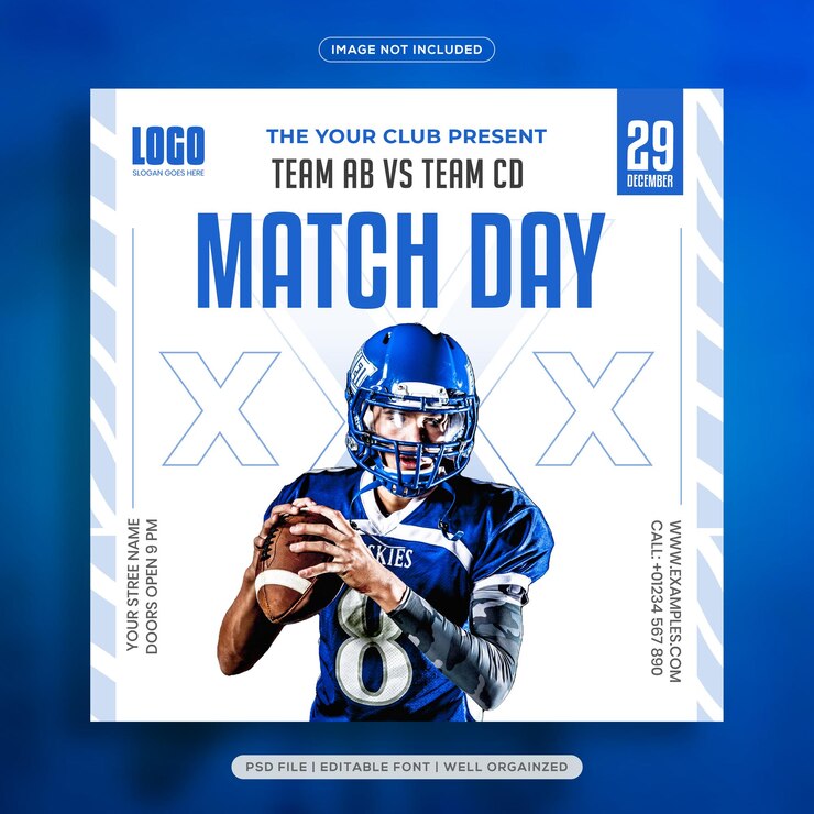 Vector match day sports event social media post template