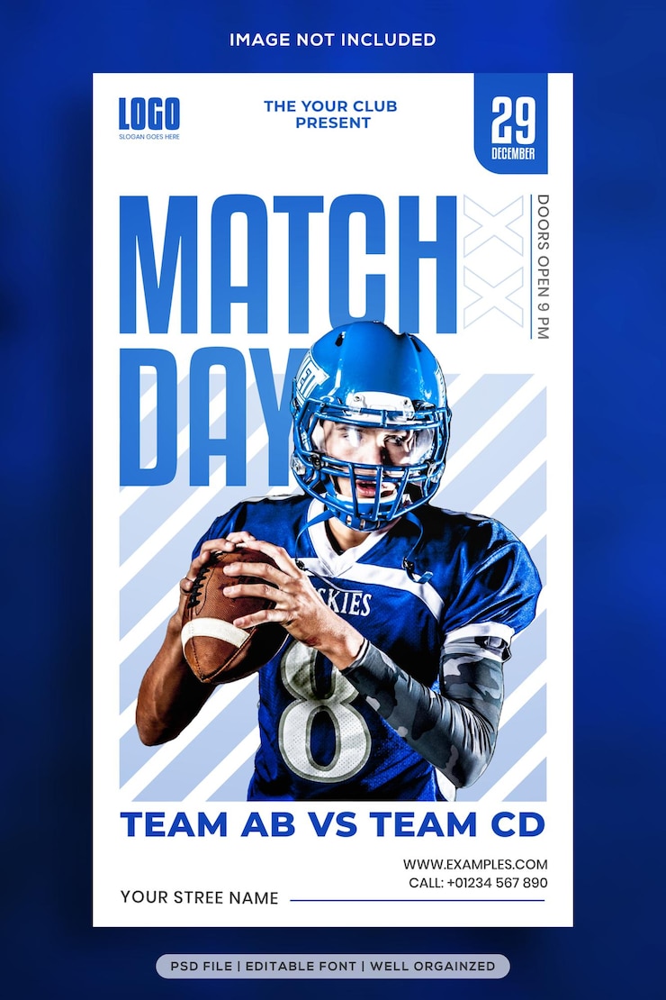 Vector match day sports event social media story post template