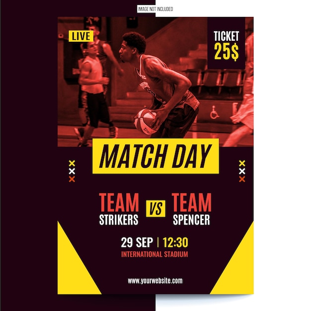 Match day sports flyer template design vector