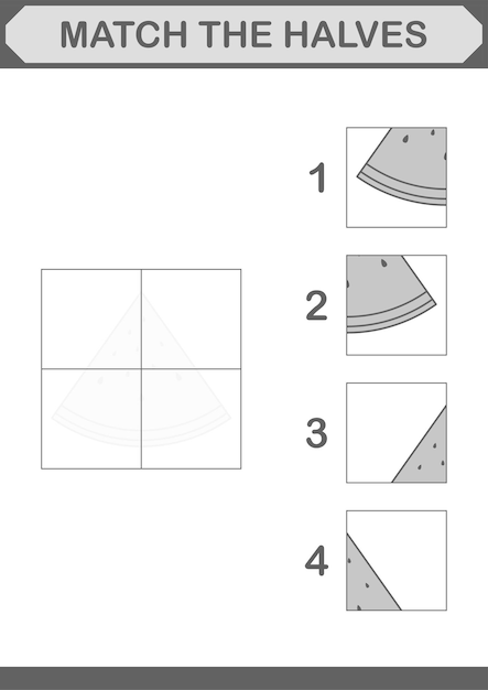 Match de helften van het werkblad Watermeloen voor kinderen