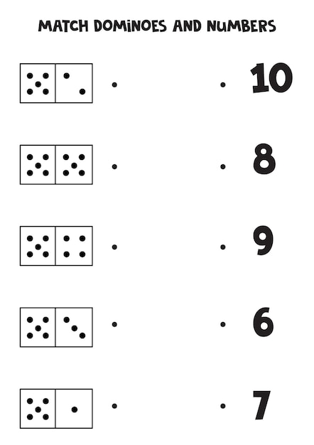 도미노와 숫자를 일치시킵니다. 어린이를 위한 수학 게임.