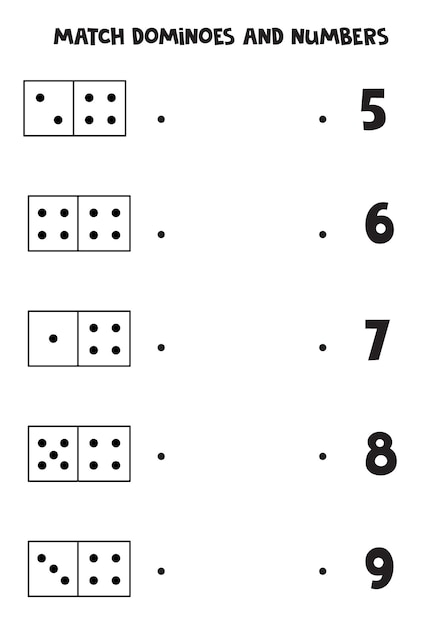 Match dominoes and numbers. Math game for children.