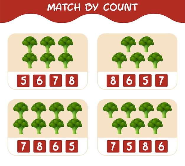 Match door telling van cartoon broccolis