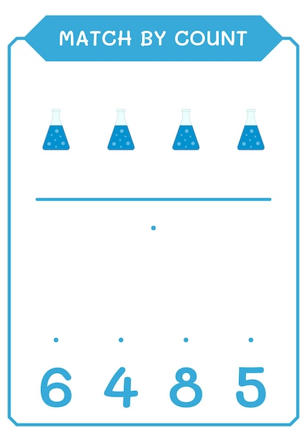 Match door telling van chemistry kolf spel voor kinderen vector illustratie afdrukbaar werkblad