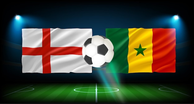 Vector match between england and senegal teams 3d vector concept