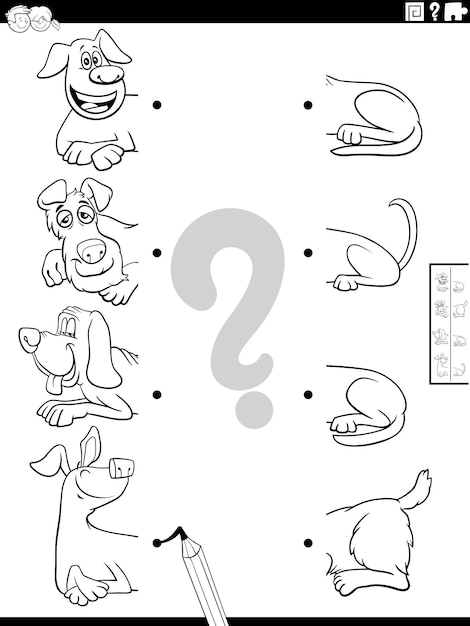 개 그림 작업 색칠 페이지의 절반 일치