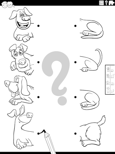 Match halves of dogs pictures task coloring page