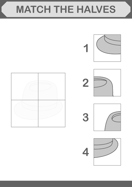 Match halves of Fedora Hat Worksheet for kids