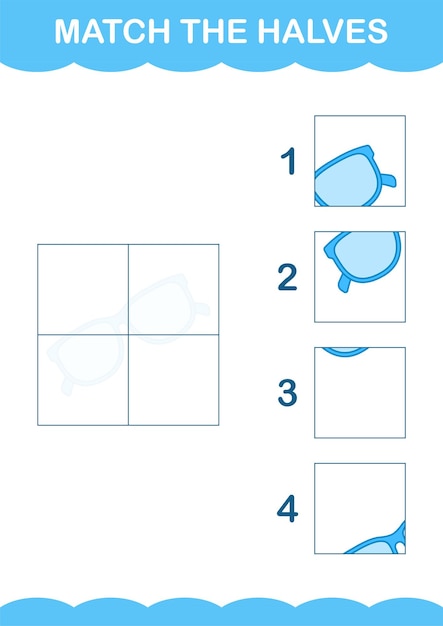 Match halves of Glasses Worksheet for kids