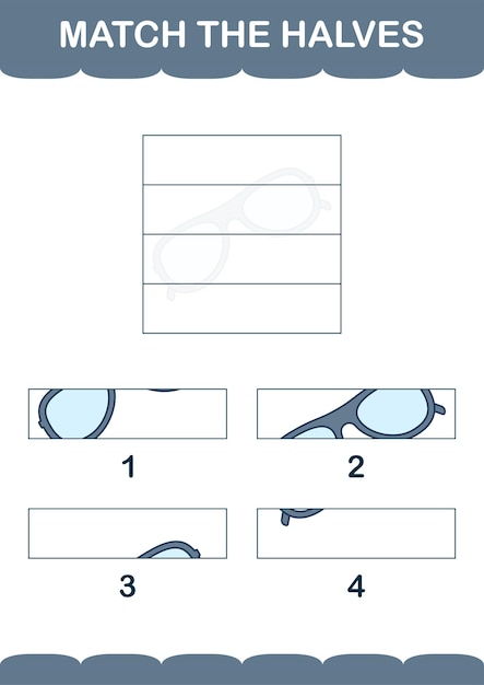 Match halves of Glasses Worksheet for kids