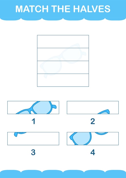 Match halves of Glasses Worksheet for kids