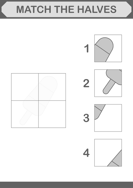 Match halves of Ice Cream Worksheet for kids