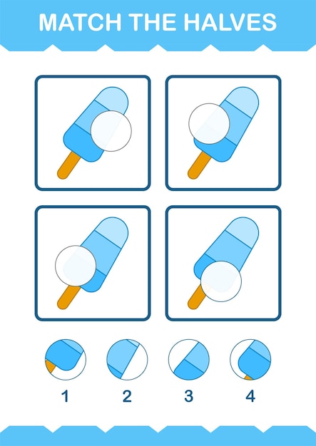 Abbina le metà del foglio di lavoro per gelato per bambini
