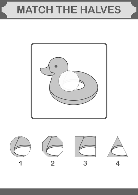 Match halves of Inflatable Duck Worksheet for kids