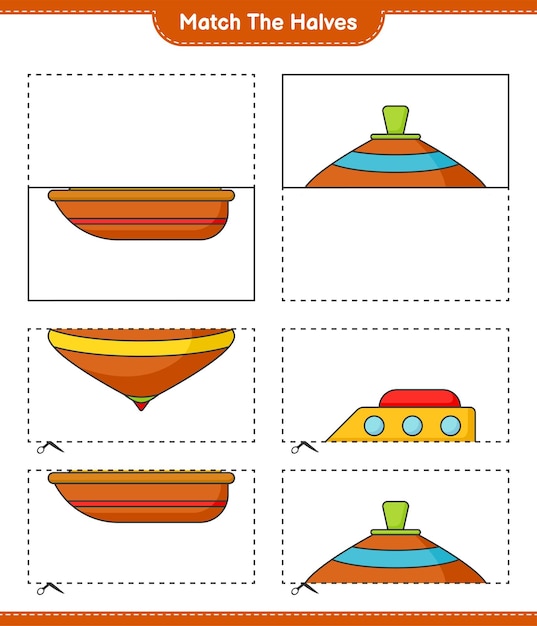 Abbina le metà abbina le metà del gioco educativo per bambini boat e whirligig toy