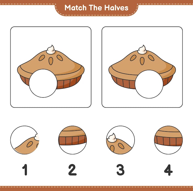Соедини половинки Соедини половинки пирога Развивающая детская игра для печати.