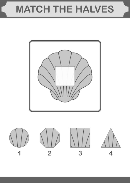 Abbina le metà del foglio di lavoro seashell per bambini