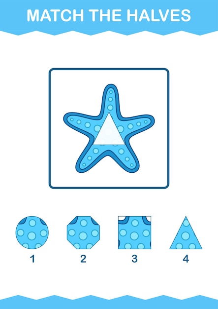 Match halves of Starfish Worksheet for kids