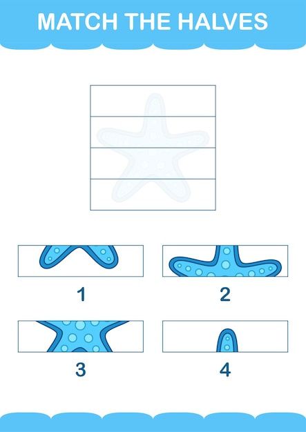 Match halves of Starfish Worksheet for kids