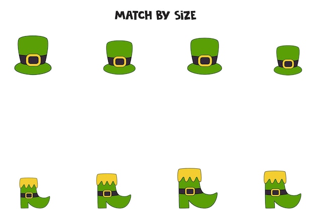 Match hats and boots by size Educational logical game for kids