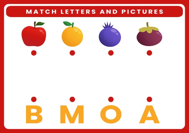 Match letters and pictures worksheet for kids